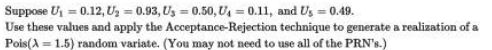 Suppose U, = 0.12, U2 = 0.93, Us = 0.50, 0,