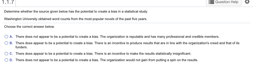 randomly selected by pollsters from a reputable market research firm. Choose the