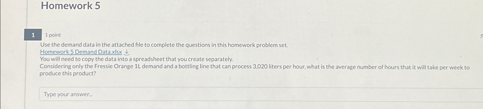  Homework 5 1 1 point Use the demand data in the