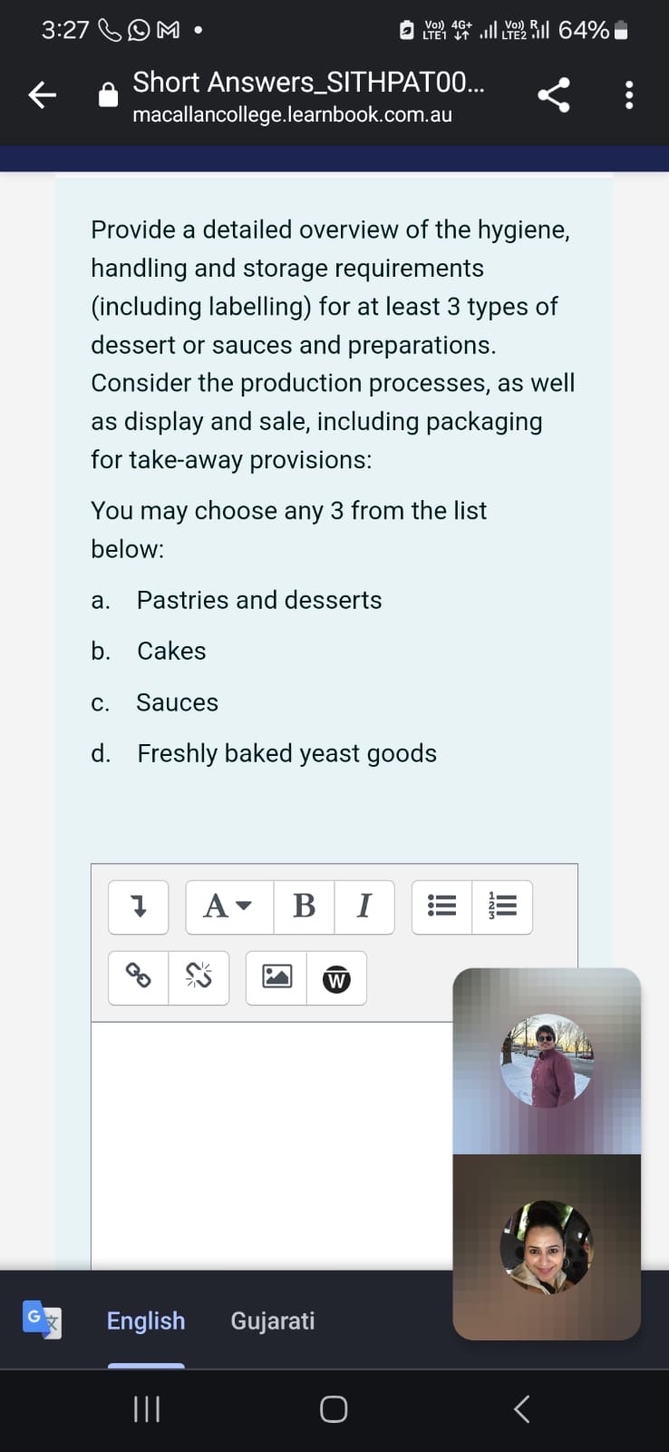 3:27 BM. Short Answers_SITHPAT00... macallancollege.learnbook.com.au Provide a detailed overview of the