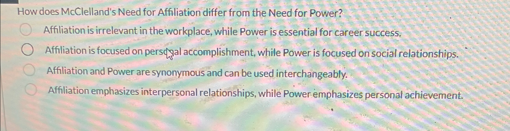  How does McClelland's Need for Affiliation differ from the Need for