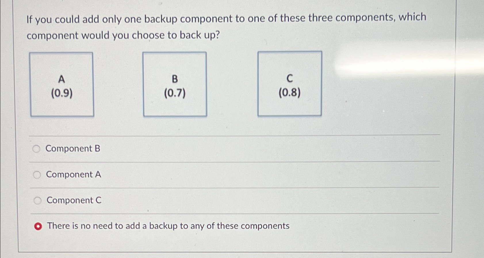  If you could add only one backup component to one of