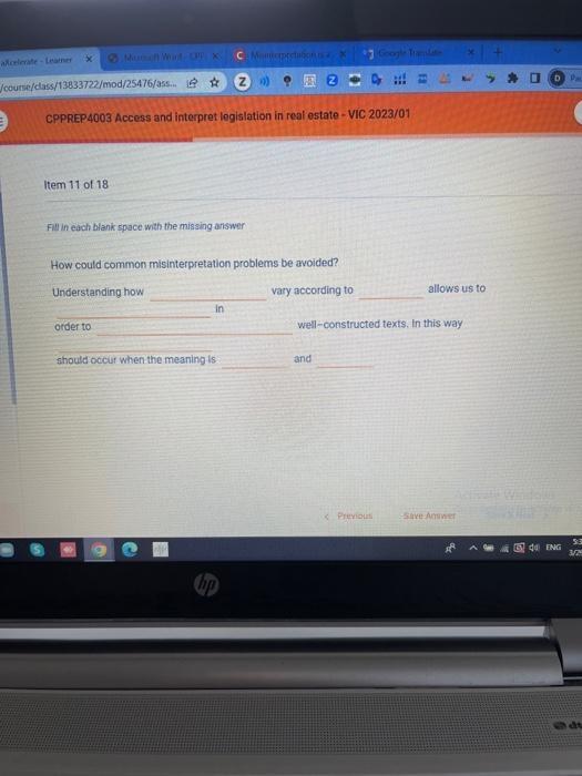  CPPREP 4003 Access and interpret legislation in real estate - VIC