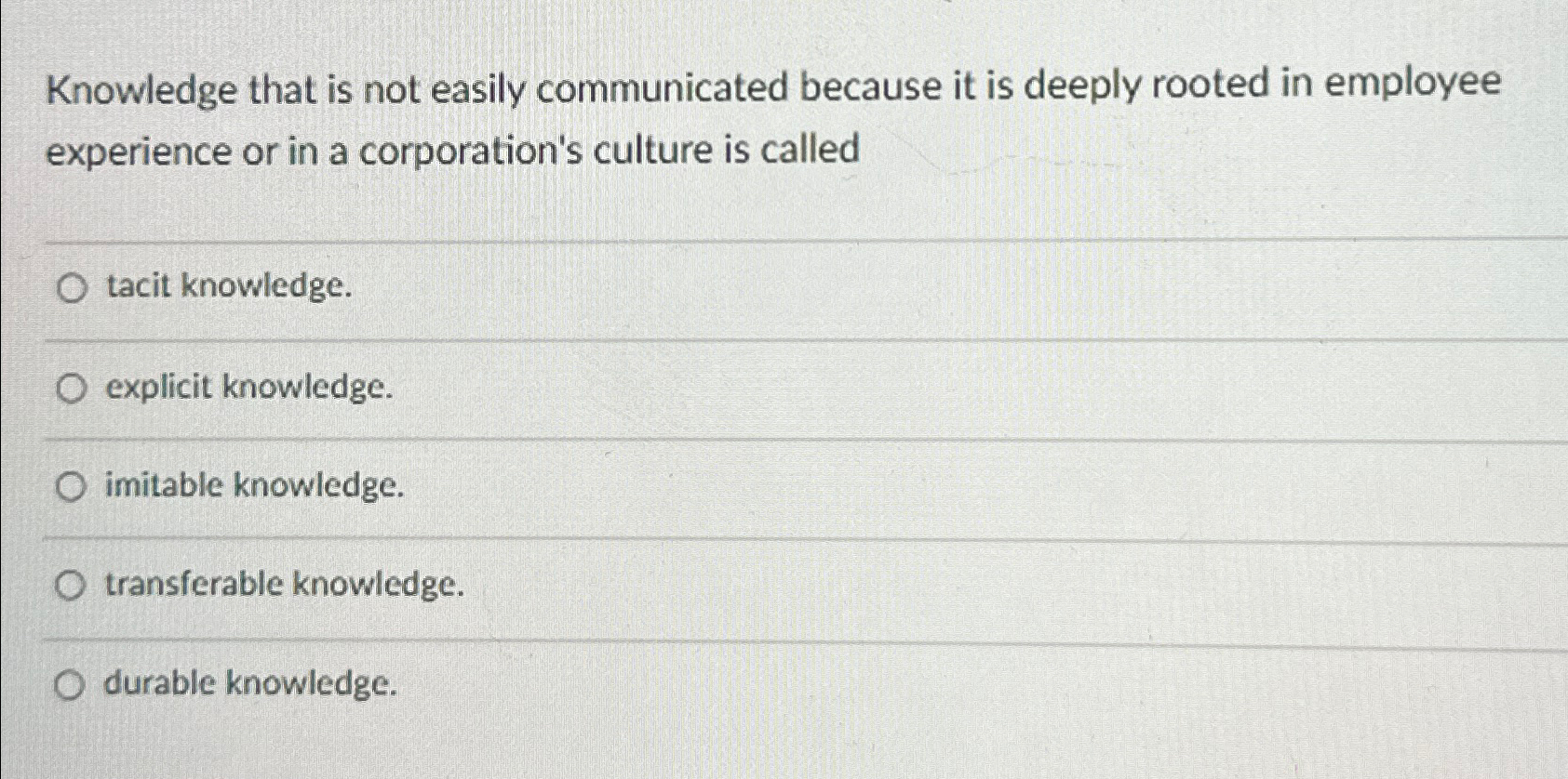  Knowledge that is not easily communicated because it is deeply rooted