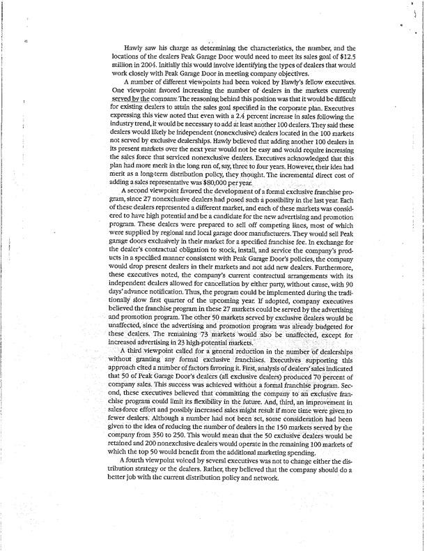 strategies In Novexber 2003, the company planning process for Peak, Gamge Door,