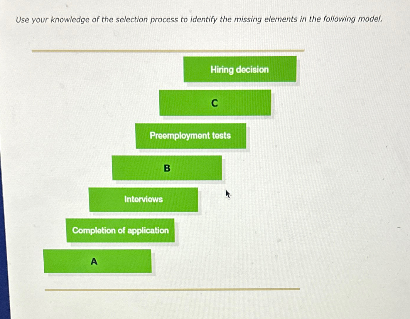  Use your knowledge of the selection process to identify the missing
