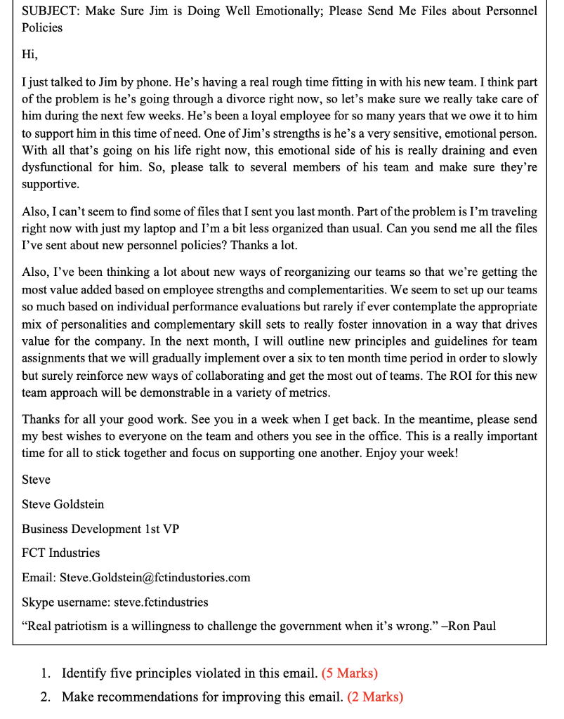 This is communication management please read the email and answer the two