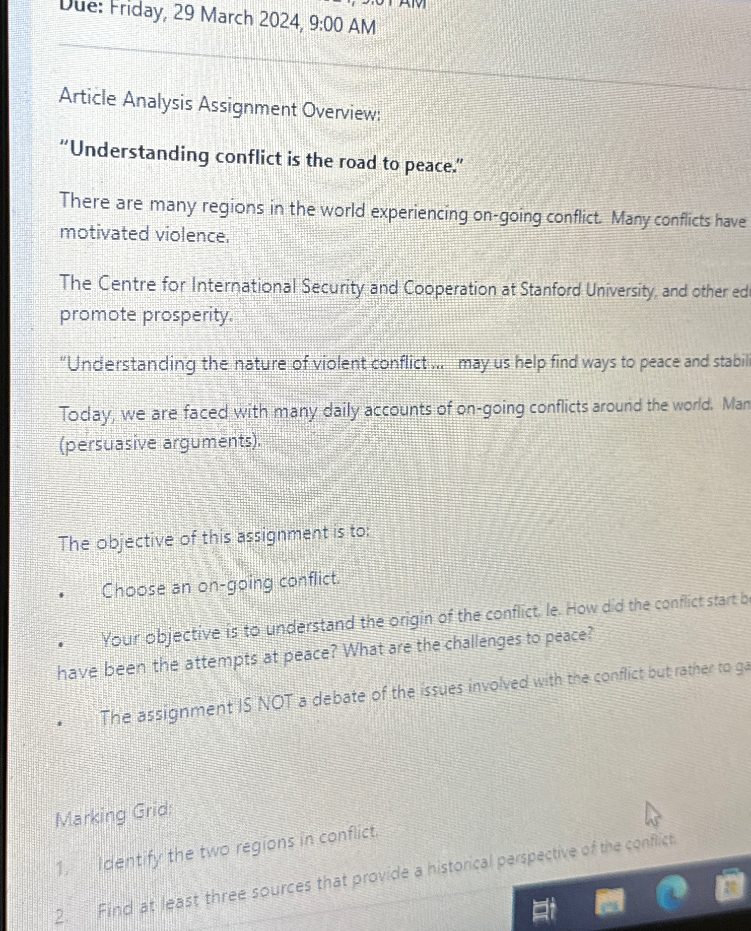  Due: Friday, 29 March 2024,9:00 AM Article Analysis Assignment Overview: "Understanding