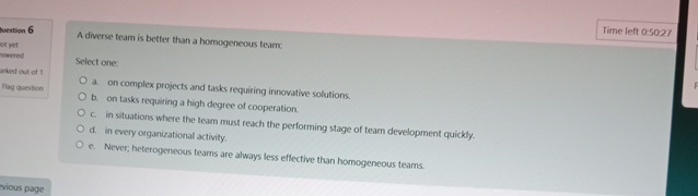  Time left 05027 A diverse team is better than a homogeneous