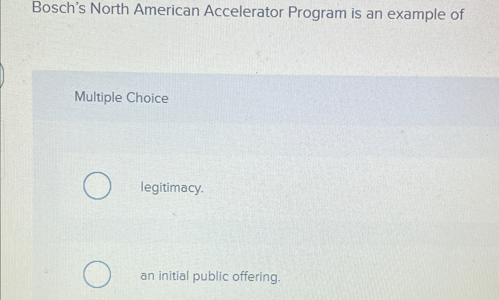  Bosch's North American Accelerator Program is an example of Multiple Choice
