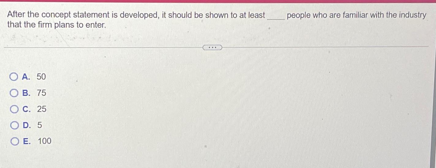  After the concept statement is developed, it should be shown to