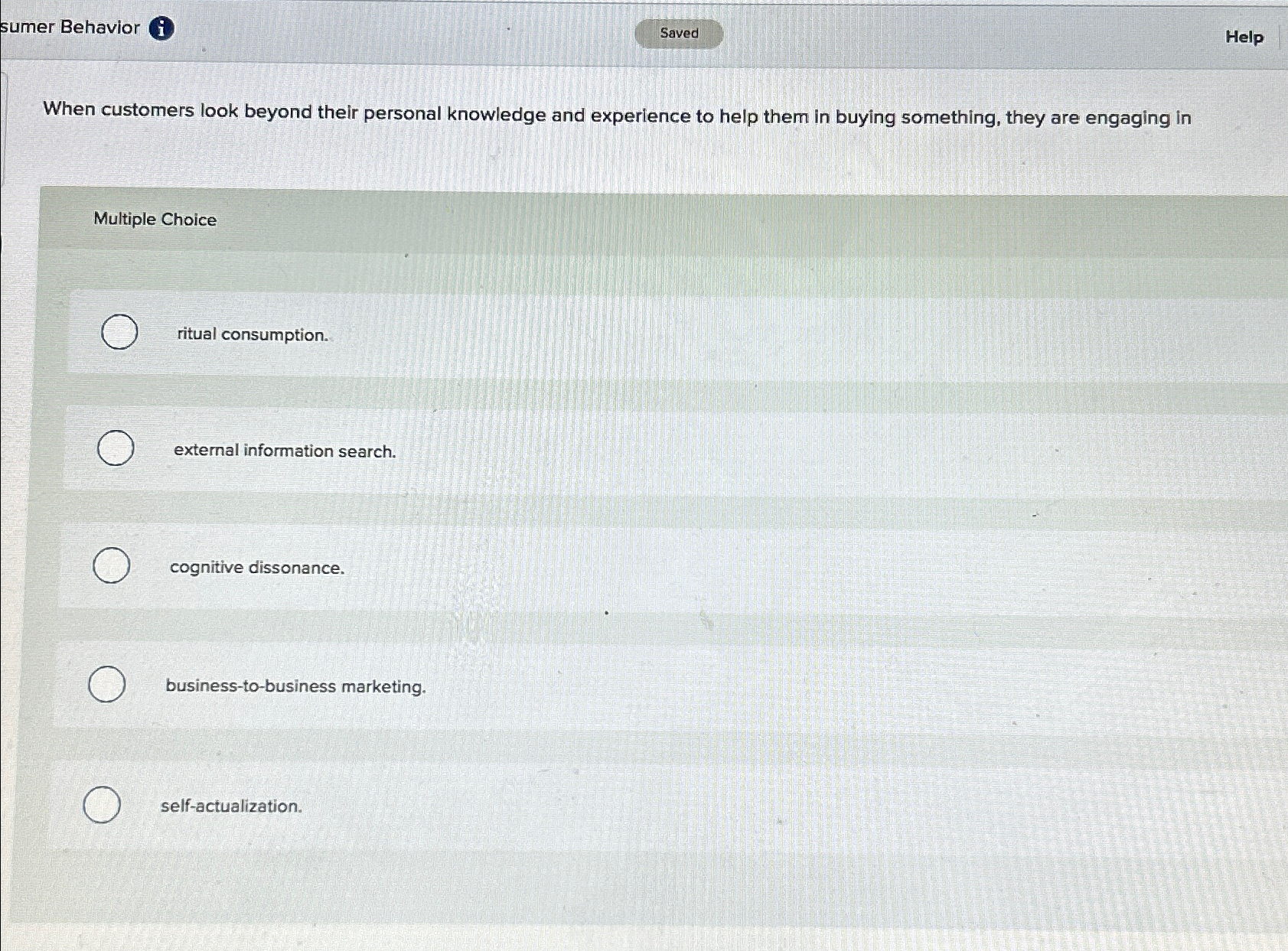  sumer Behavior (i Help When customers look beyond their personal knowledge