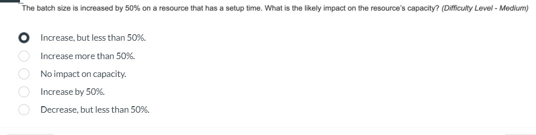  The batch size is increased by 50% on a resource that