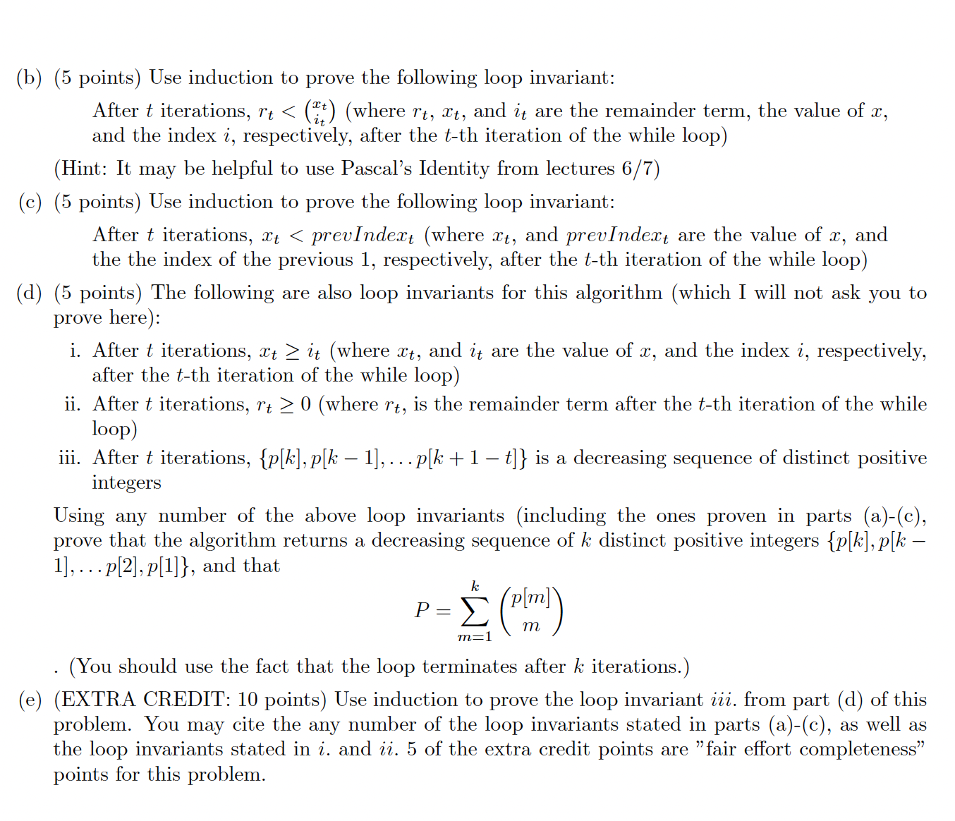 unranking algorithm presented in lecture 9. rI'he input is P: the rank