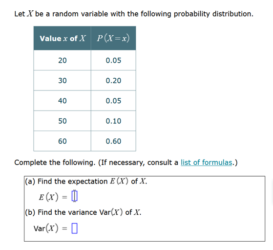  Let X" be a random variable with the following probability distribution.