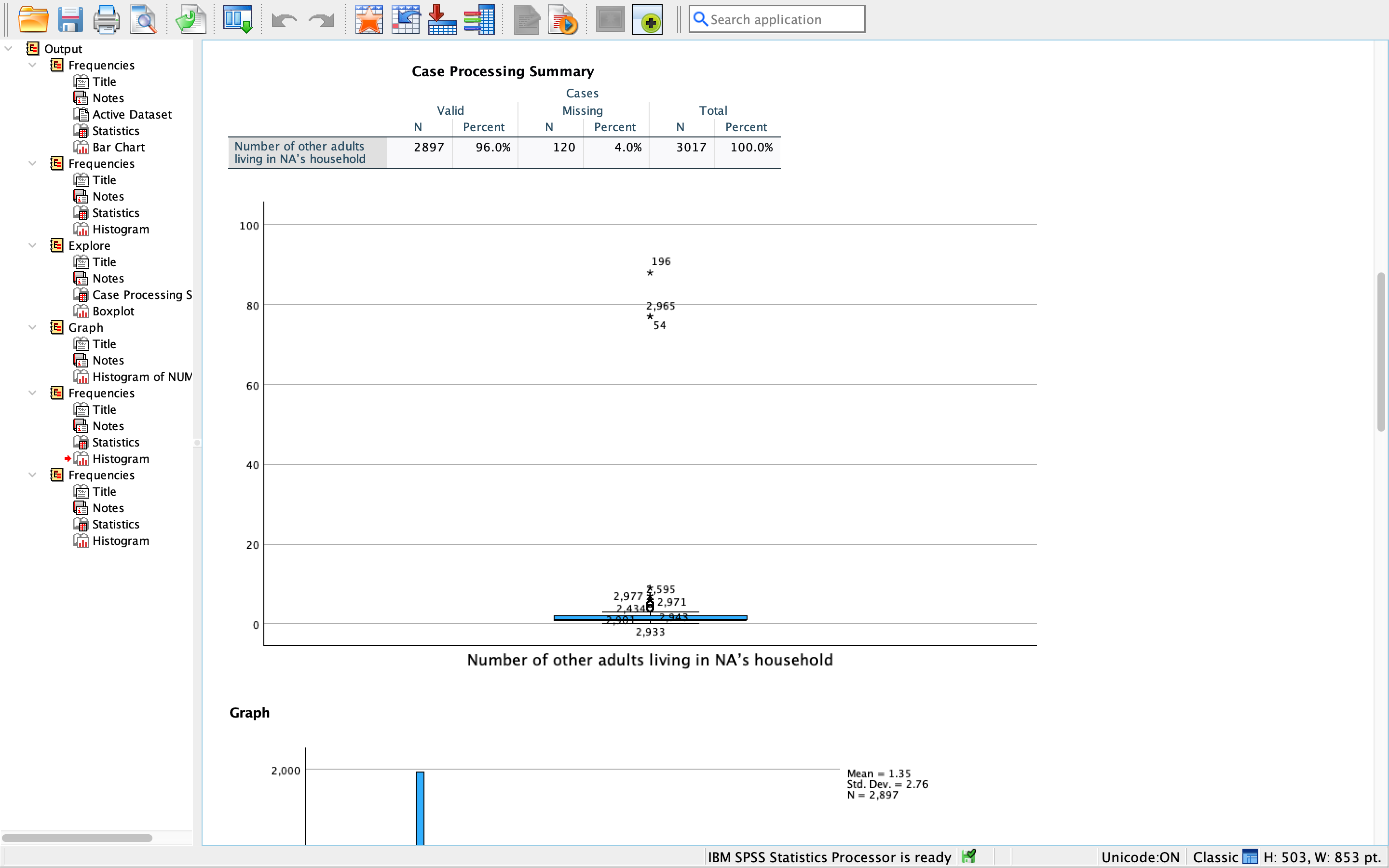 application Output Frequencies Case Processing Summary Title Notes Cases Active Dataset Valid