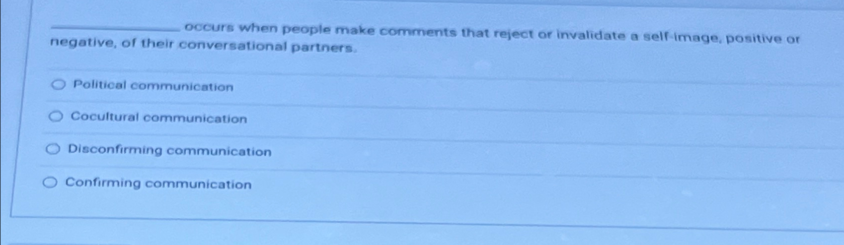  occurs when people make comments that reject or invalidate a self-image,