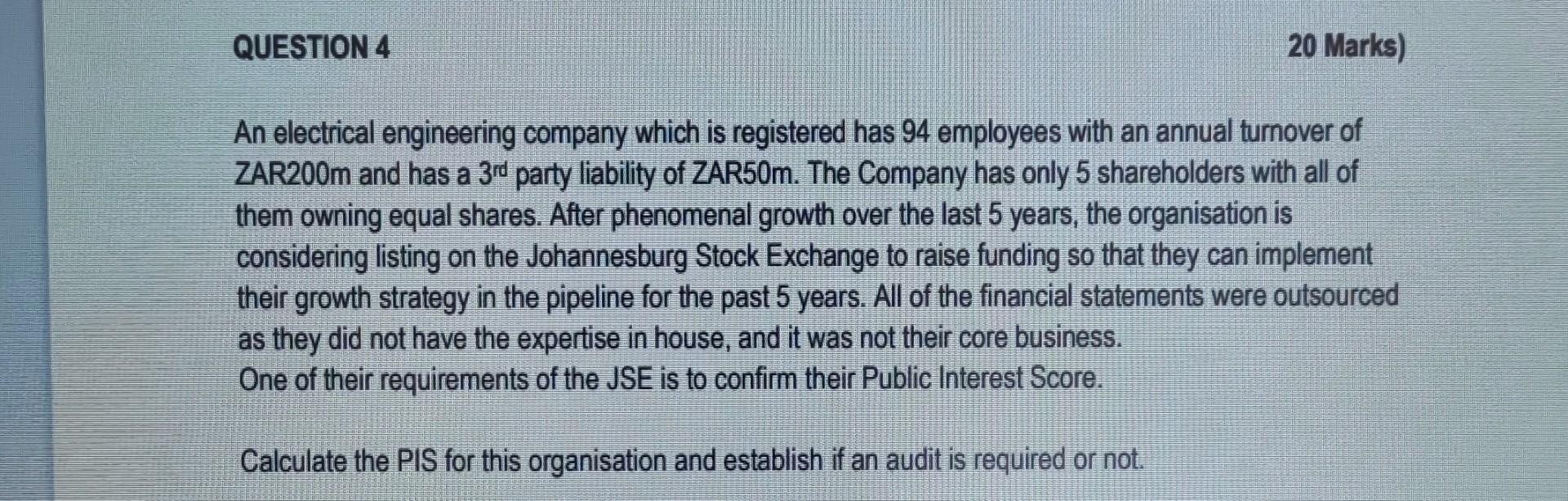  20 Marks An electrical engineering company which is registered has 94