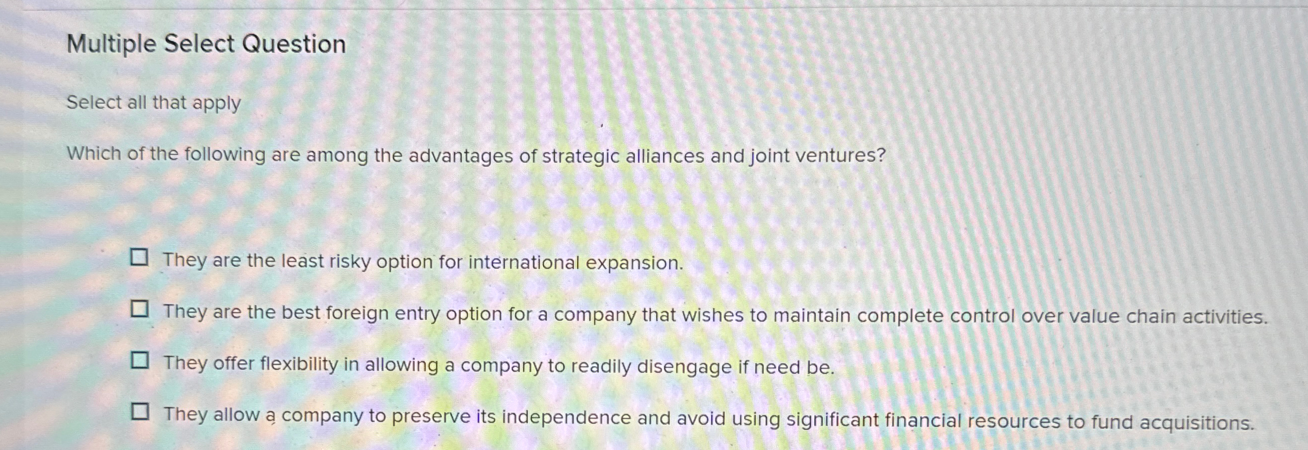 Multiple Select Question Select all that apply Which of the following