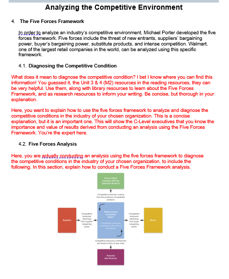  Analyzing the Competitive Environment The Five Forces Framework In order to