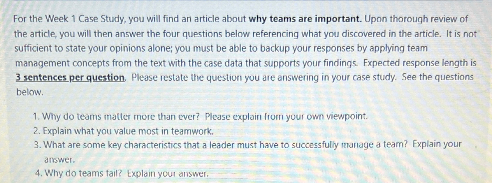  For the Week 1 Case Study, you will find an article