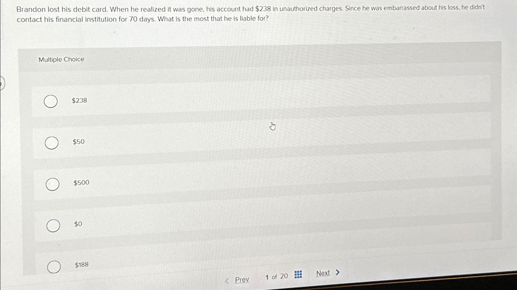  Brandon lost his debit card. When he realized it was gone,