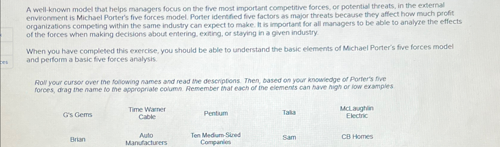  A well-known model that helps managers focus on the five most