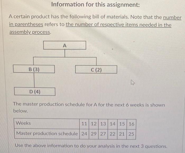  help! Information for this assignment: A certain product has the following