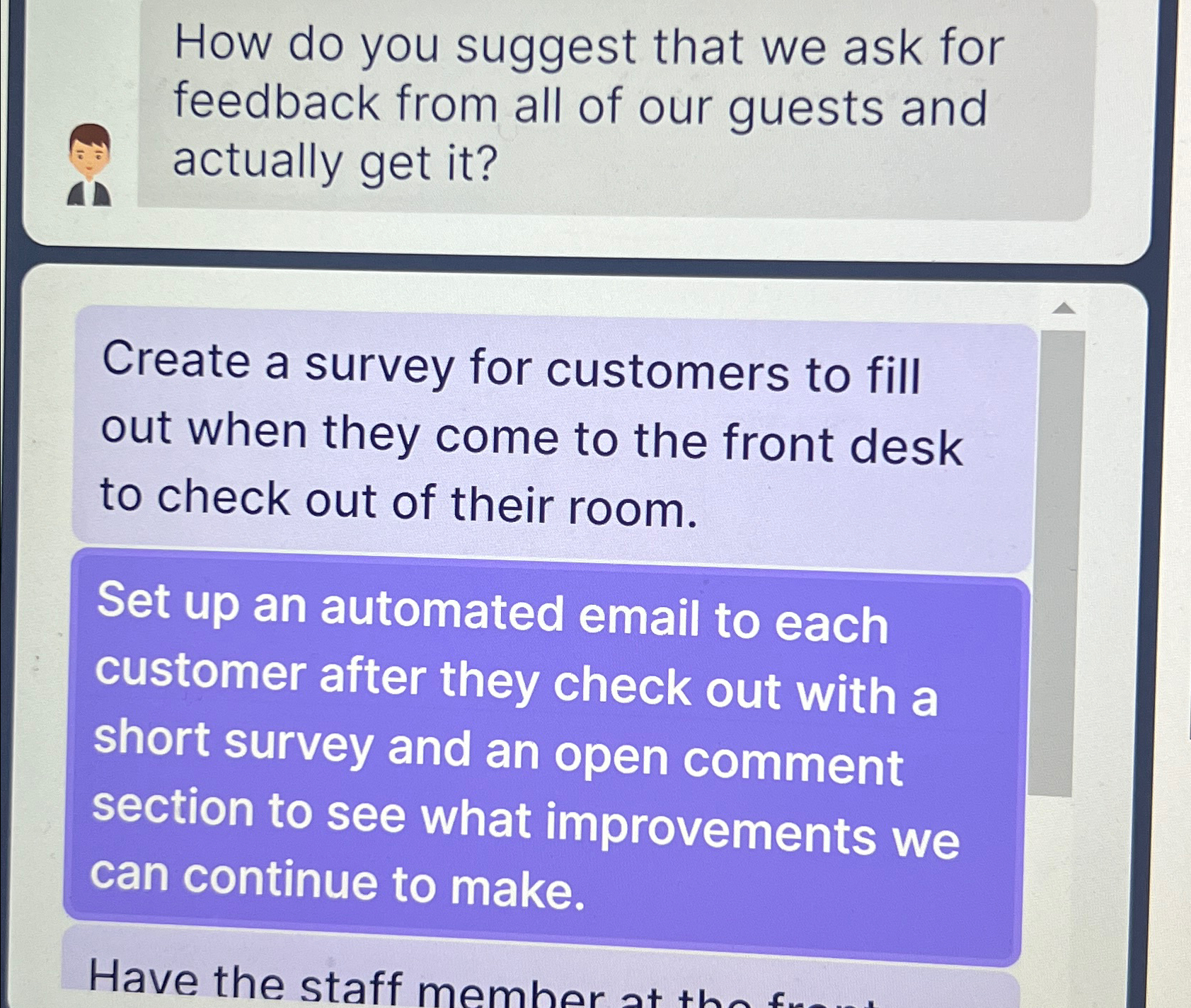  How do you suggest that we ask for feedback from all