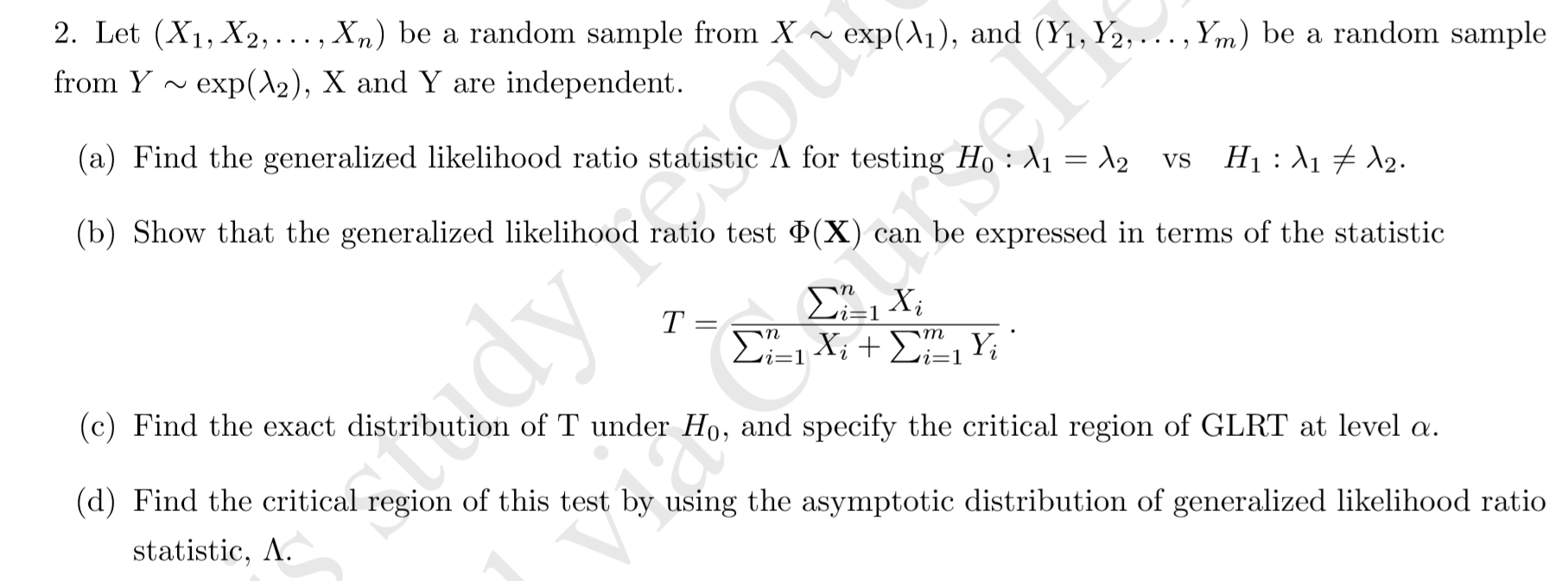 2. Let (X1,X2, . . . ,Xn) be a random sample
