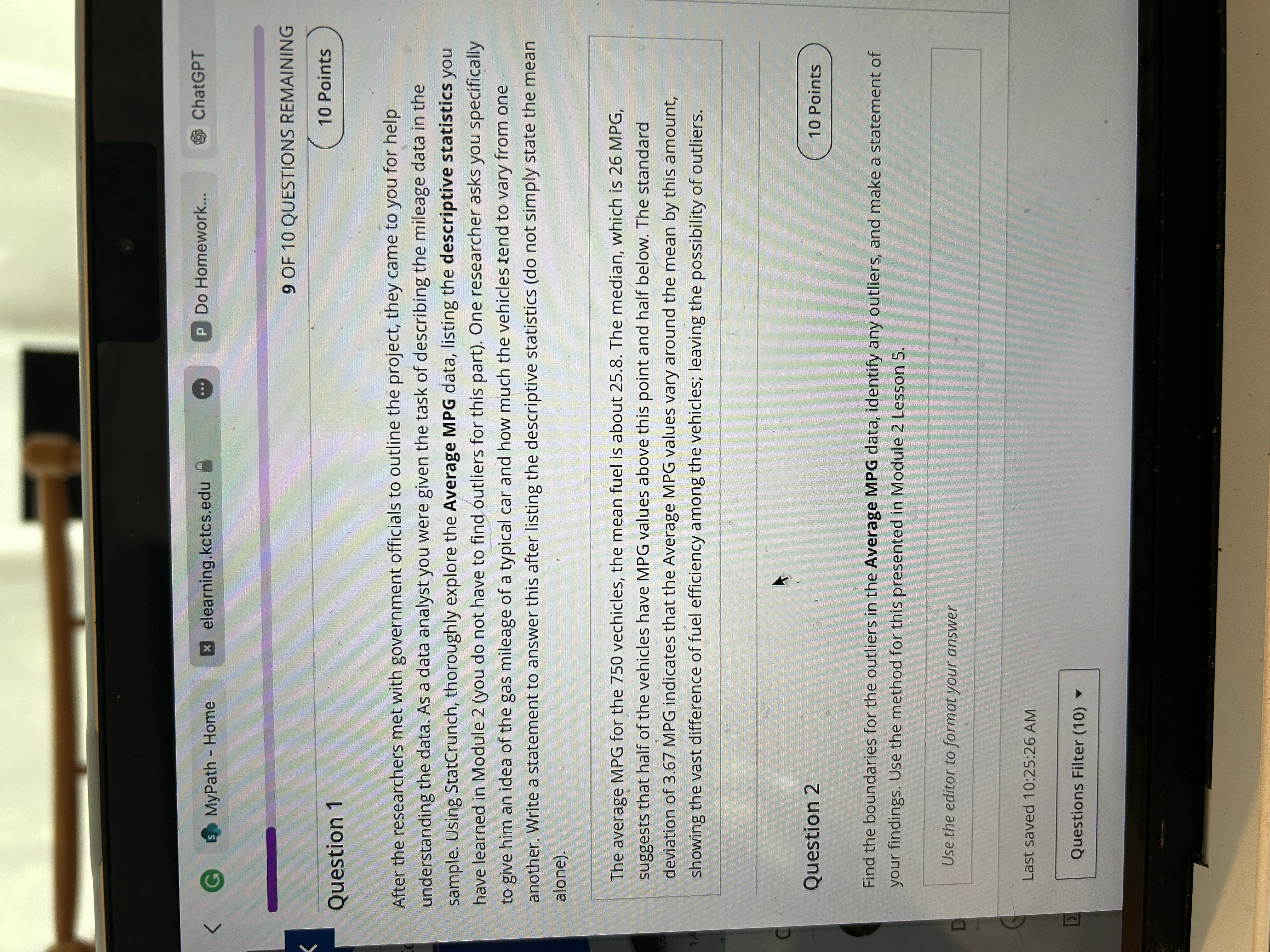 MyPath - Home * elearning.kctcs.edu P Do Homework... ChatGPT 9 OF 10