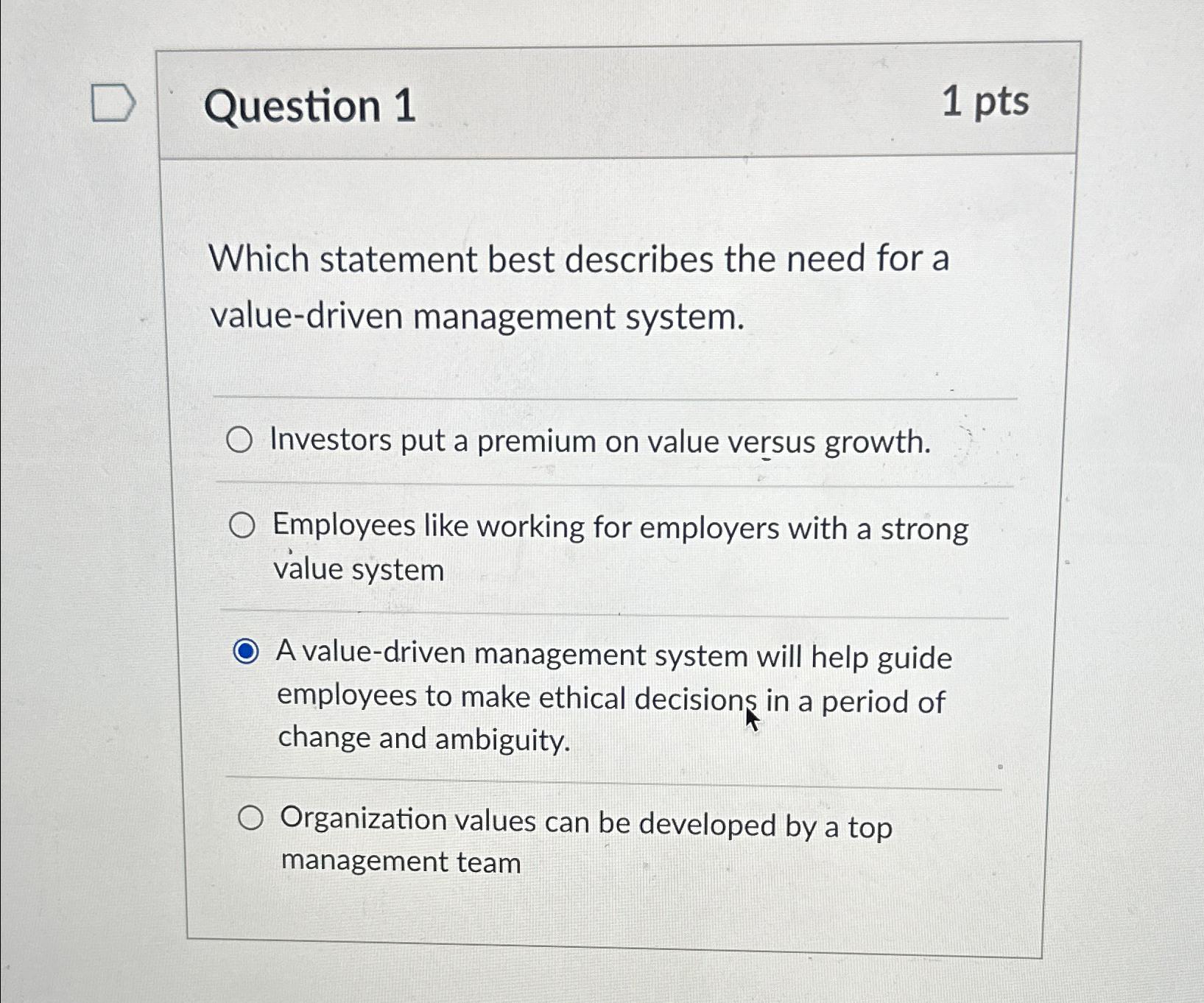  Question 1 1 pts Which statement best describes the need for