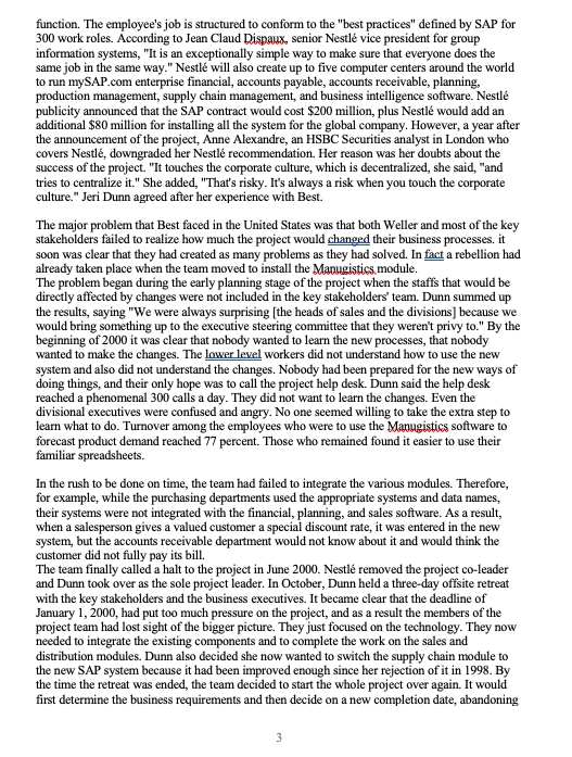 were the problems and issues that Nestl SA faced that caused the