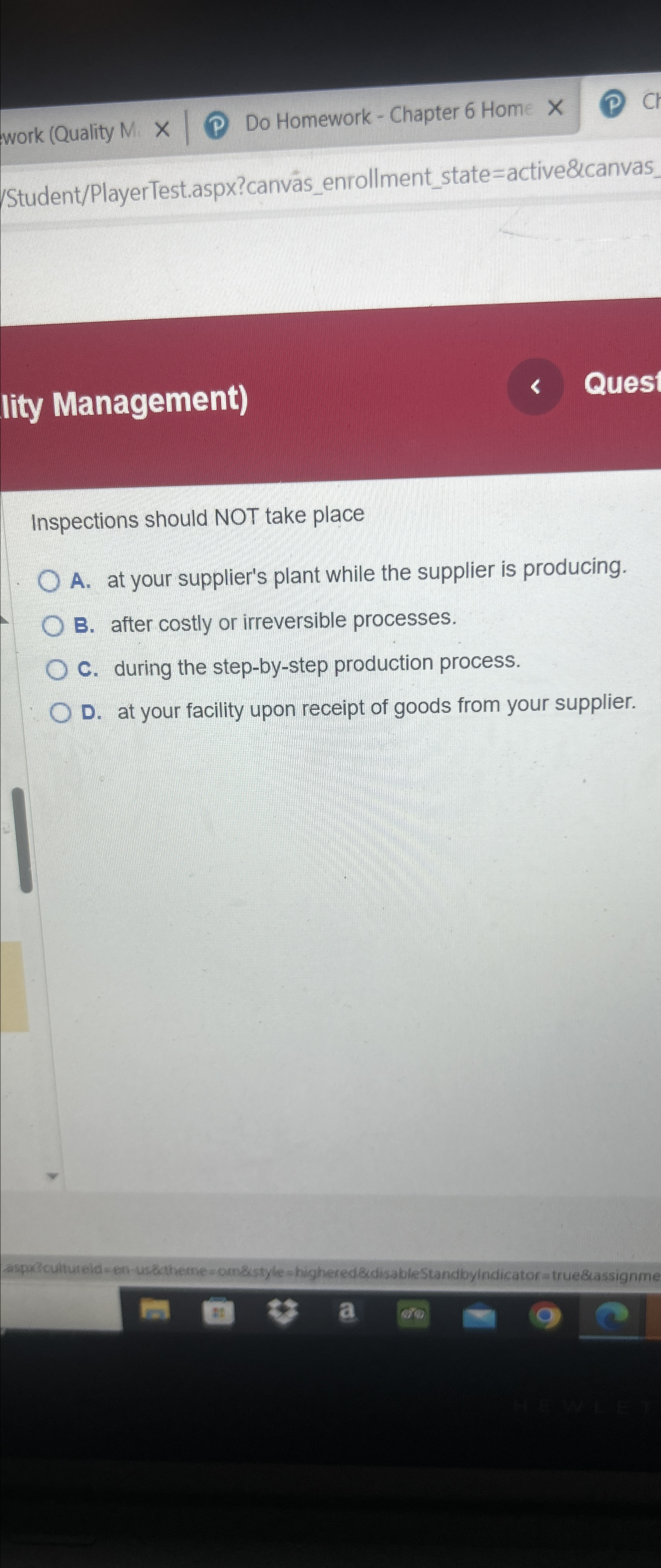  work (Quality M |P| Do Homework-Chapter 6 Home /Student/PlayerTest.aspx?canvs_enrollment_state=active&canvas lity Management)