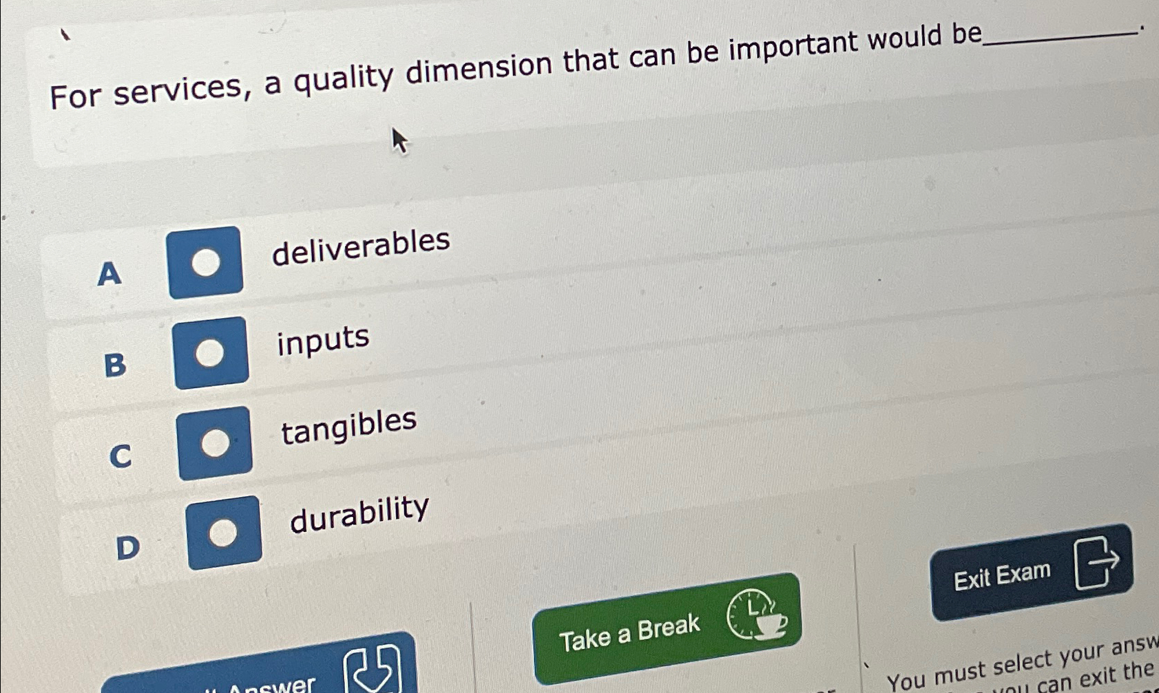  For services, a quality dimension that can be important would be