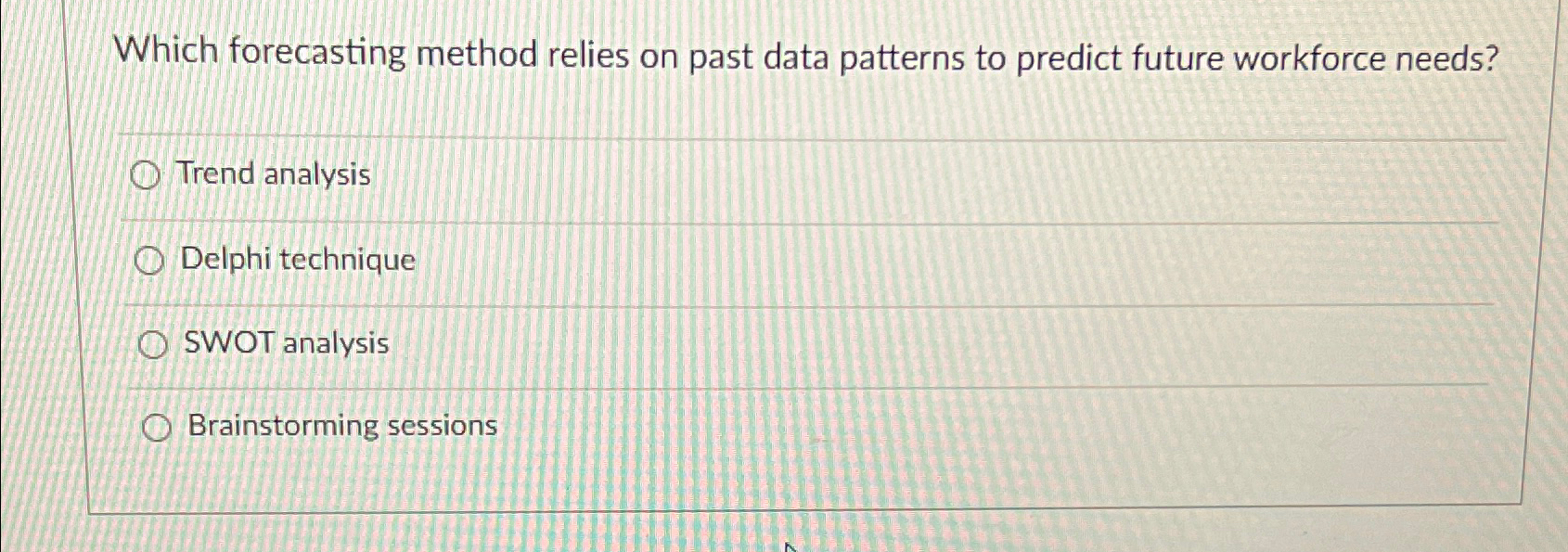  Which forecasting method relies on past data patterns to predict future