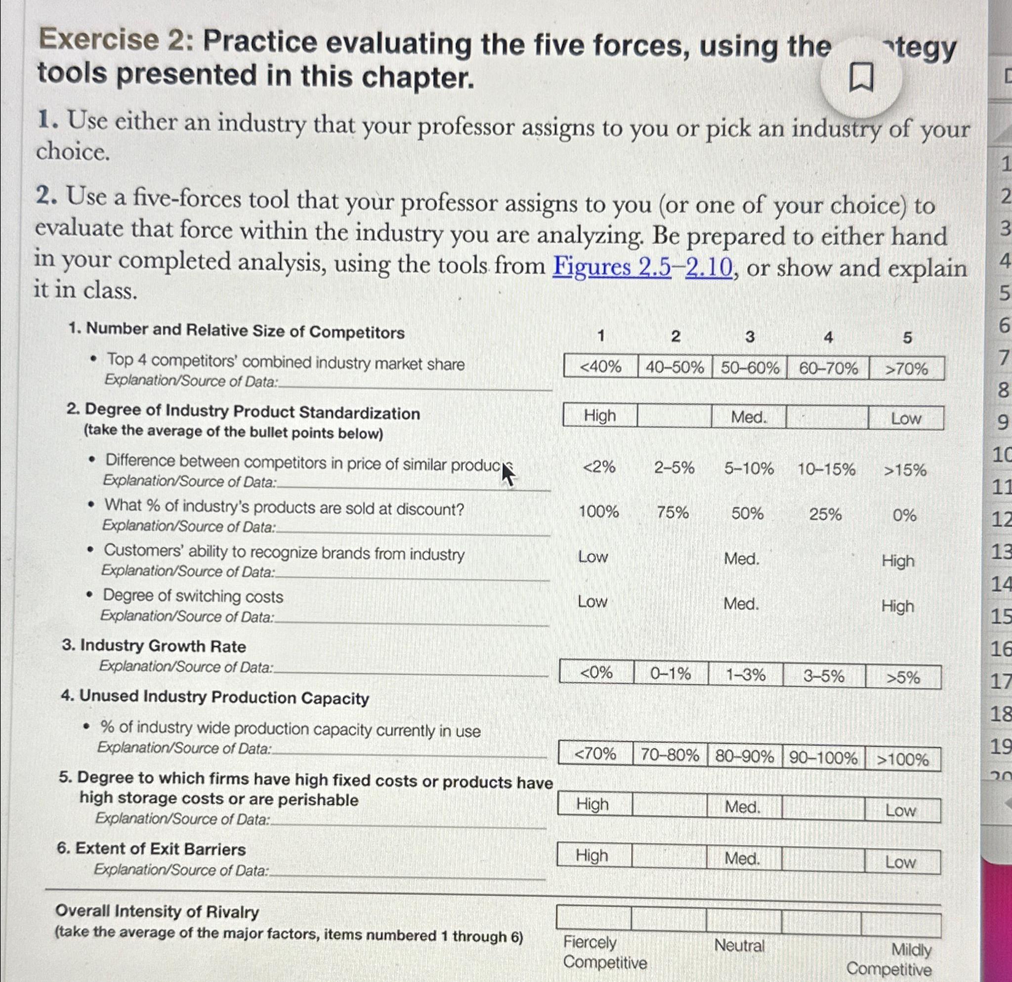  Exercise 2: Practice evaluating the five forces, using the Ttegy tools