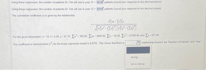  Using linear regression Using linear regression, the number of patients Dr.