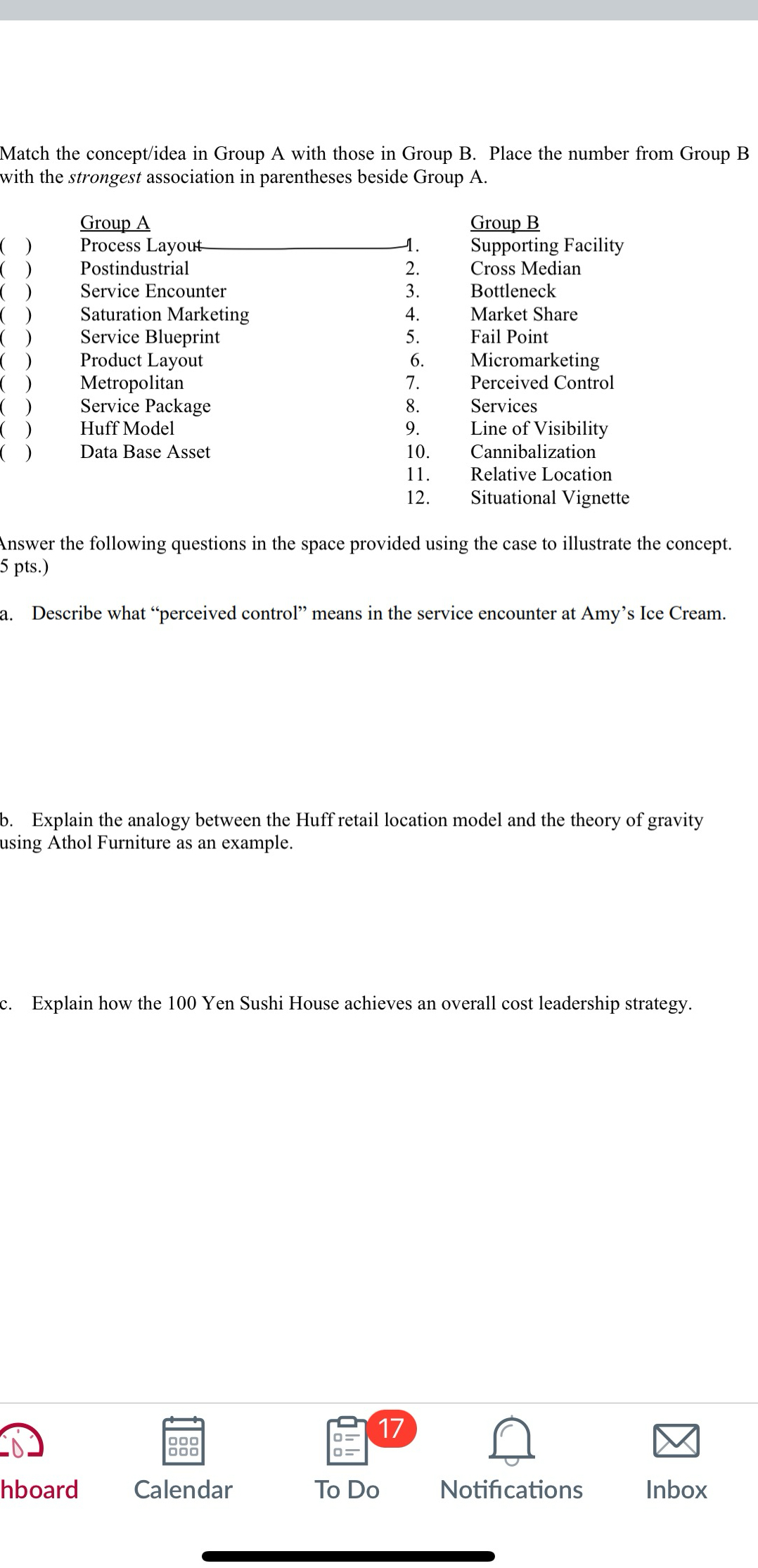  Match the concept/idea in Group A with those in Group B.