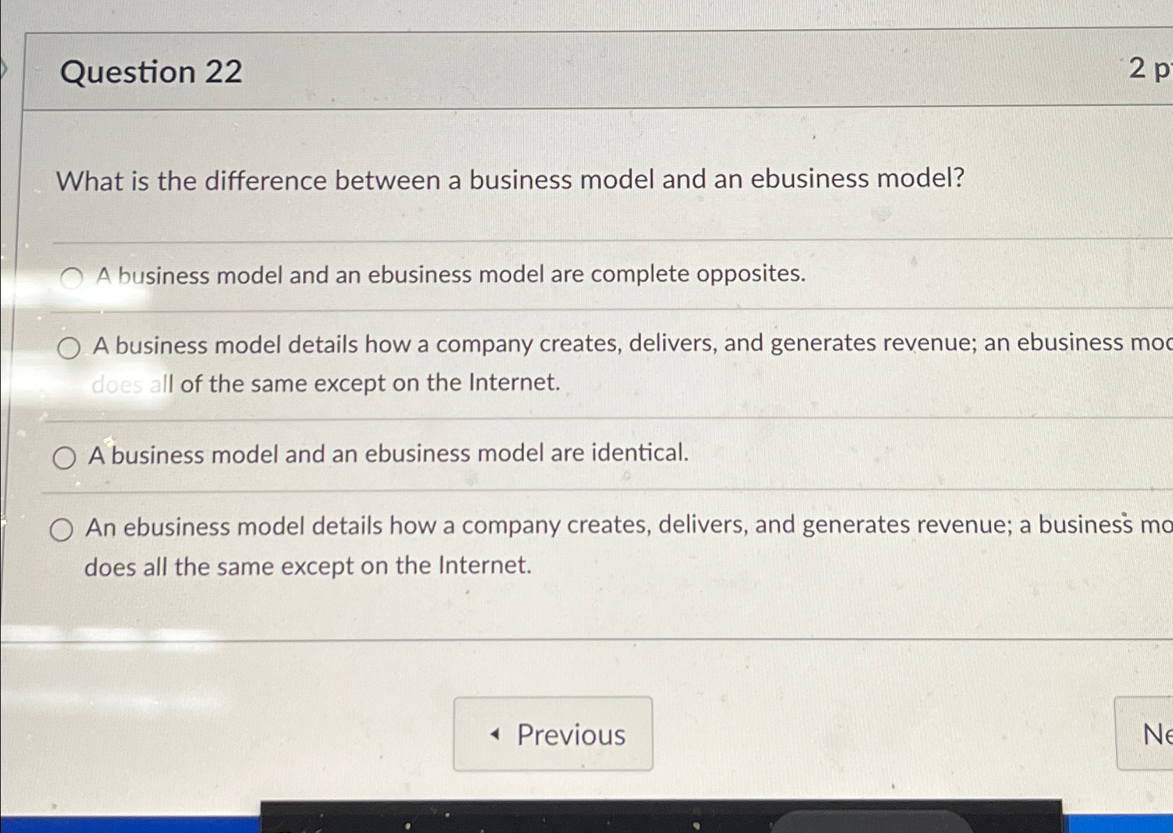  Question 22 What is the difference between a business model and