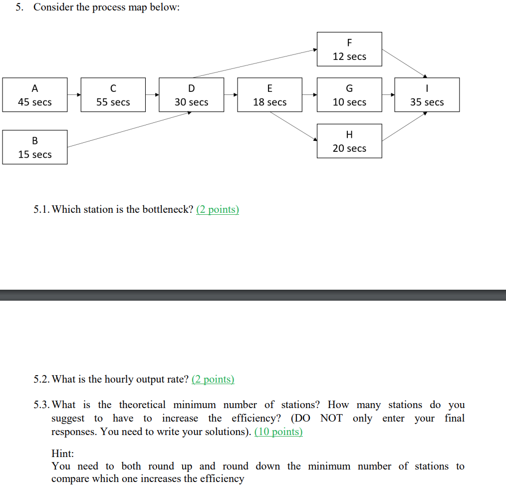 5. Consider the process map below: 5.1. Which station is the