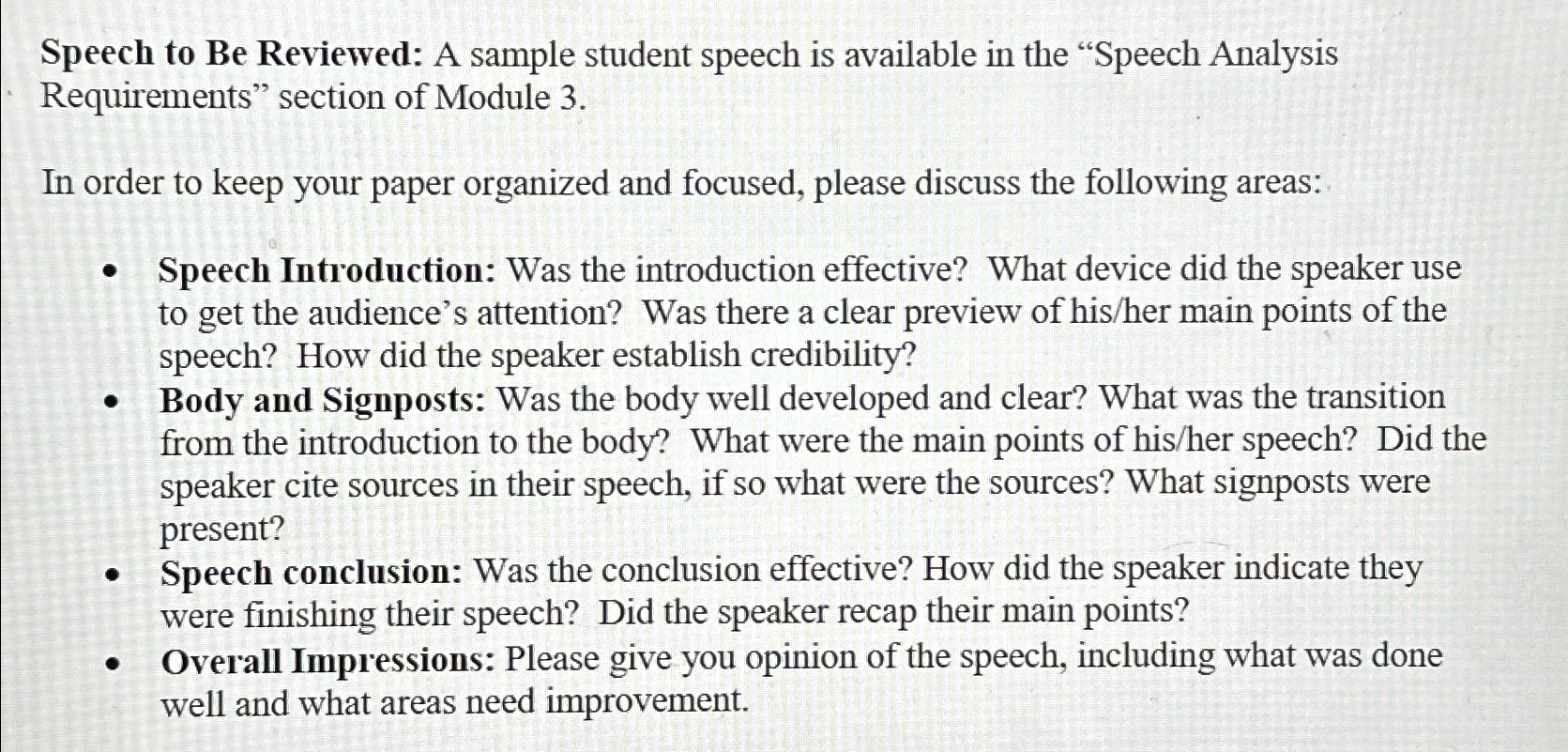  Speech to Be Reviewed: A sample student speech is available in
