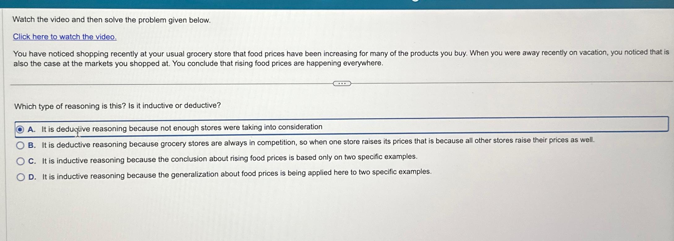  Watch the video and then solve the problem given below. Click