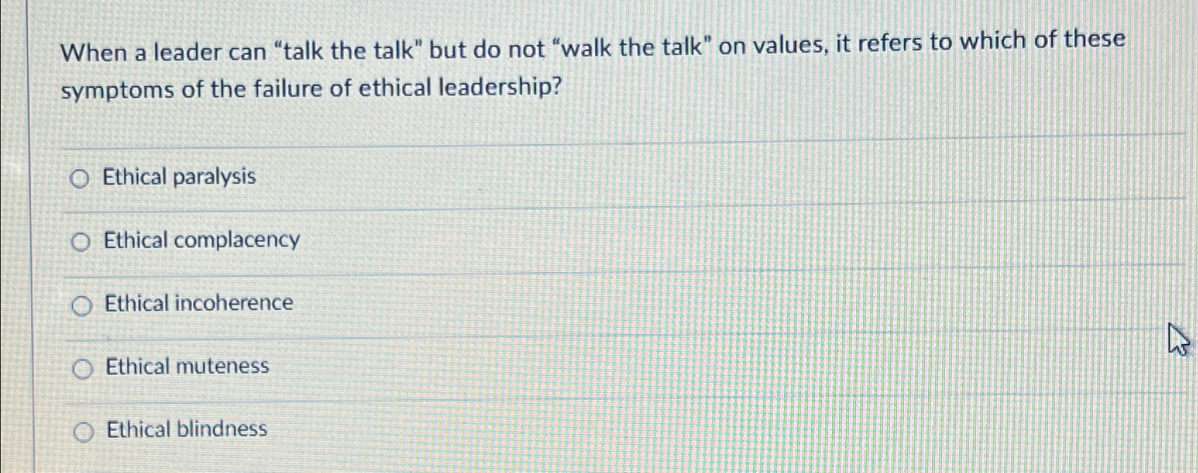  When a leader can "talk the talk" but do not "walk