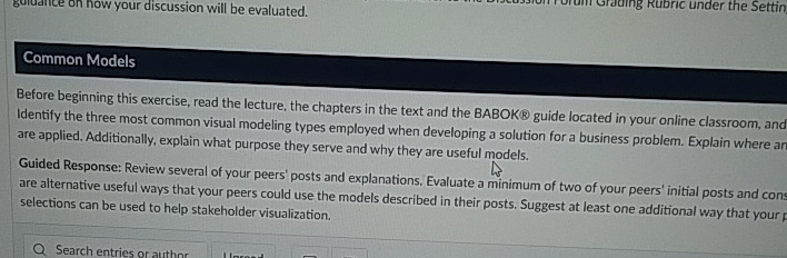  guinance on now your discussion will be evaluated. Common Models Before