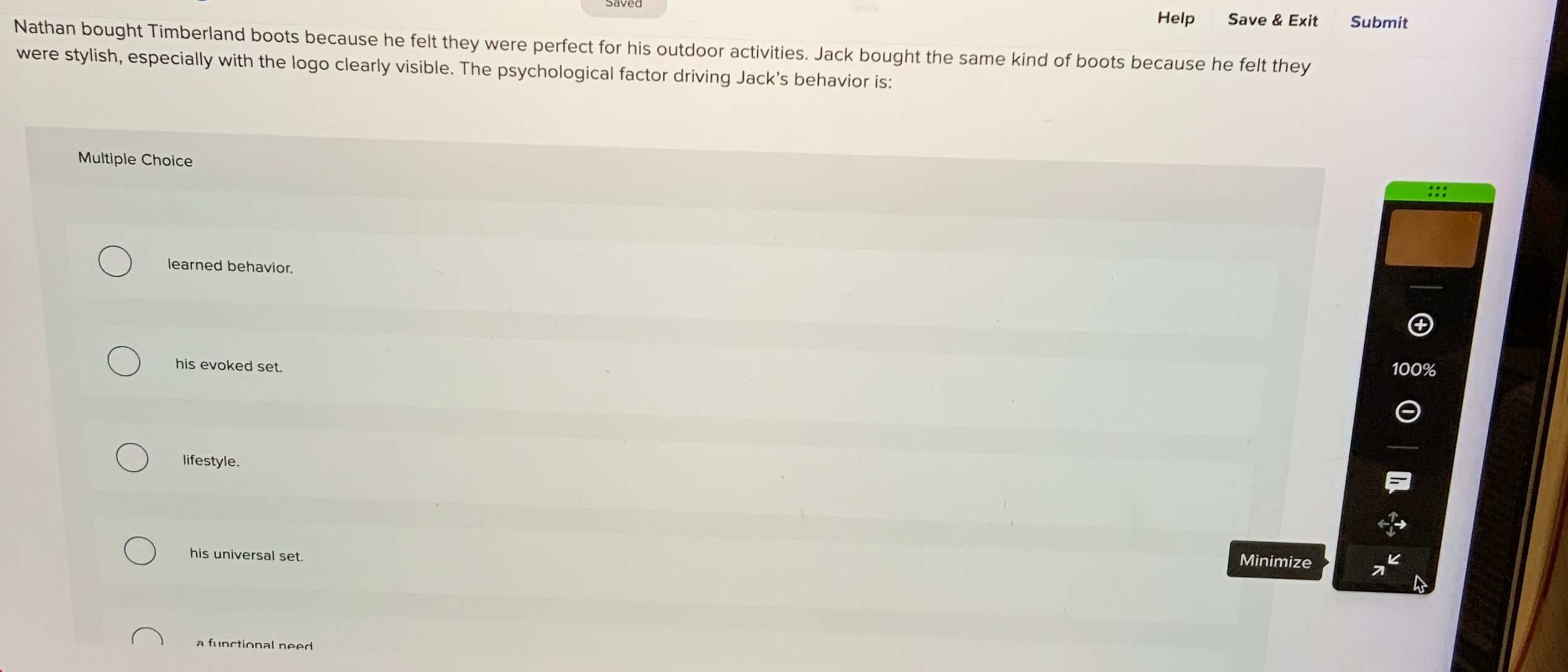  Help Save & Exit Submit Nathan bought Timberland boots because he