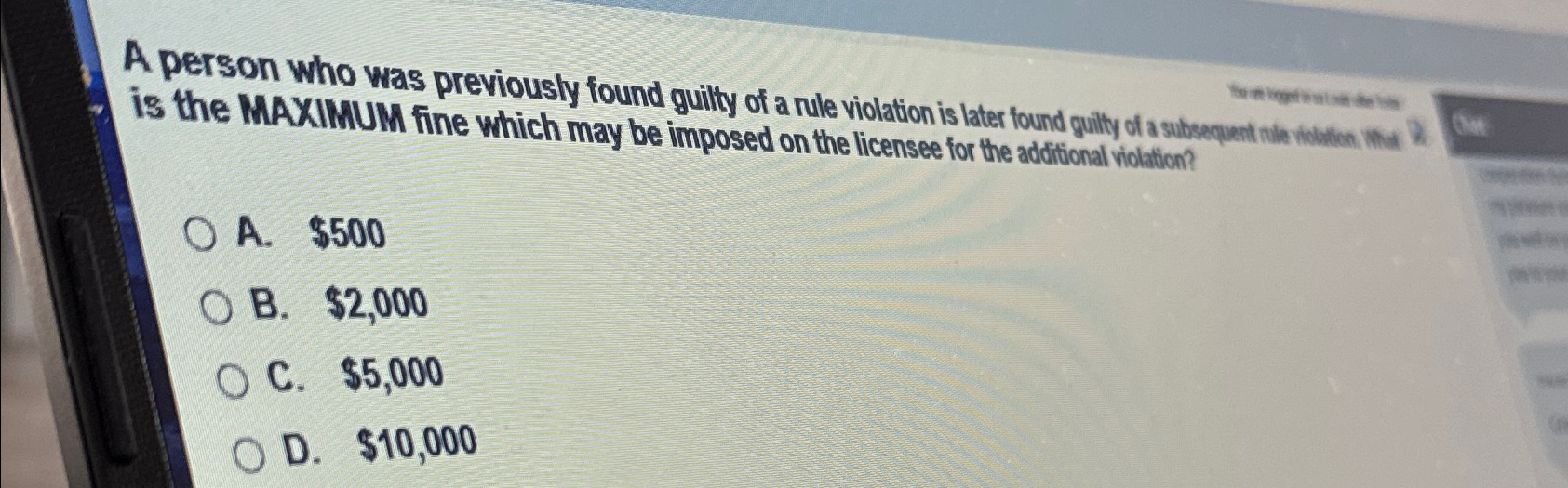  is the MAXIMUM fine which may be imposed on the licensee