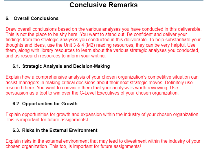  Conclusive Remarks WALMART Overall Conclusions Draw overall conclusions based on the