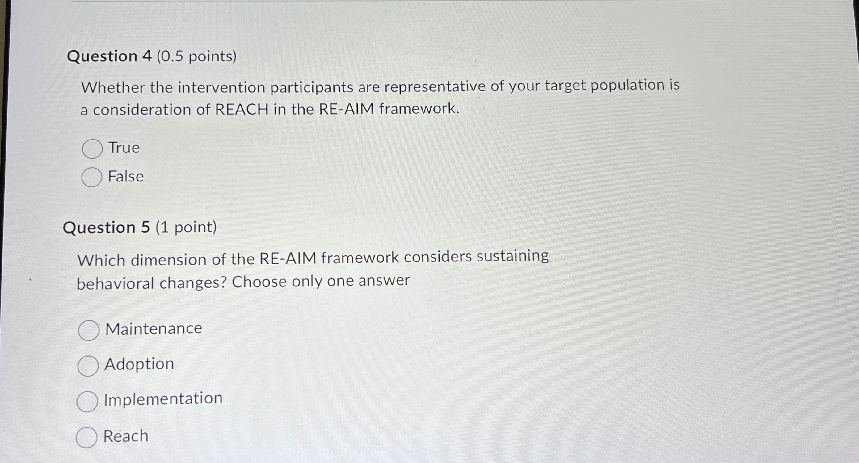  Question 4(0.5 points) Whether the intervention participants are representative of your