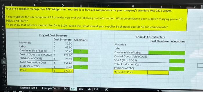  Your are a supplier manager for ABC Widgets Inc. Your job
